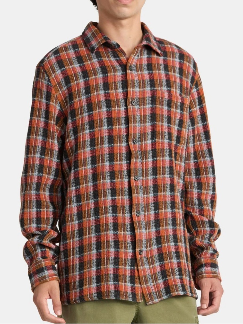 NWT No Boundaries Textured Flannel Shirt Red Plaid Size M